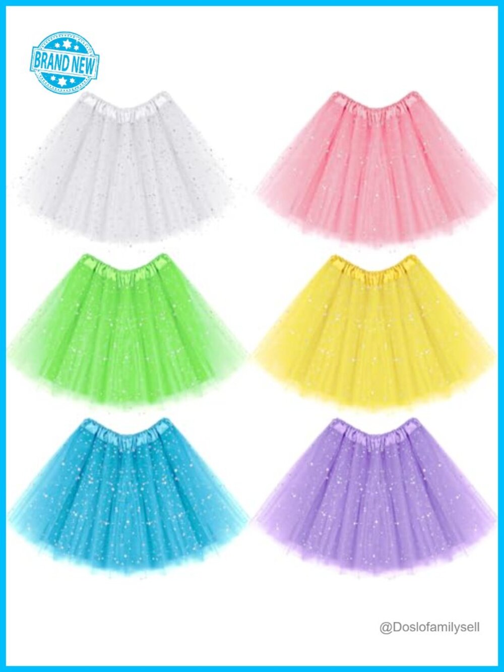 6 Pack Adult Tutu Skirts 4 Layer Tulle Sequin Star Ballet Dance Party